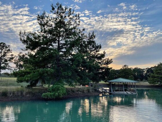 Wasserstelle der Wild Mustang Ranch mit Steganlage